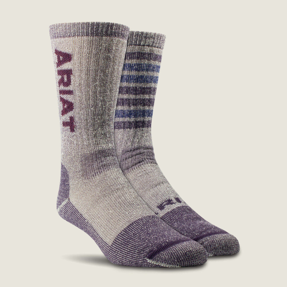 Women Midweight Merino Wool Blend Steel Toe Work Sock 2 Pair Multi Color Pack | Ariat Online