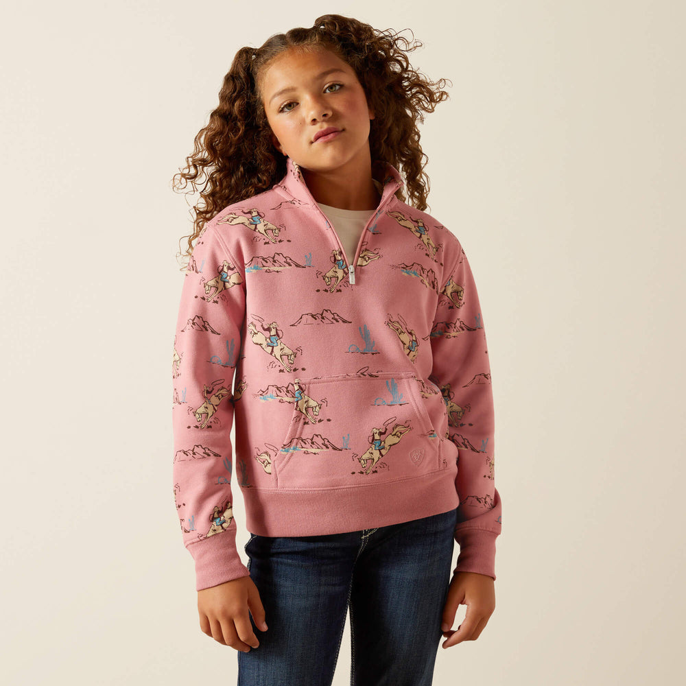 Kids Bronc Scene 1/4 Zip Sweatshirt | Ariat Online