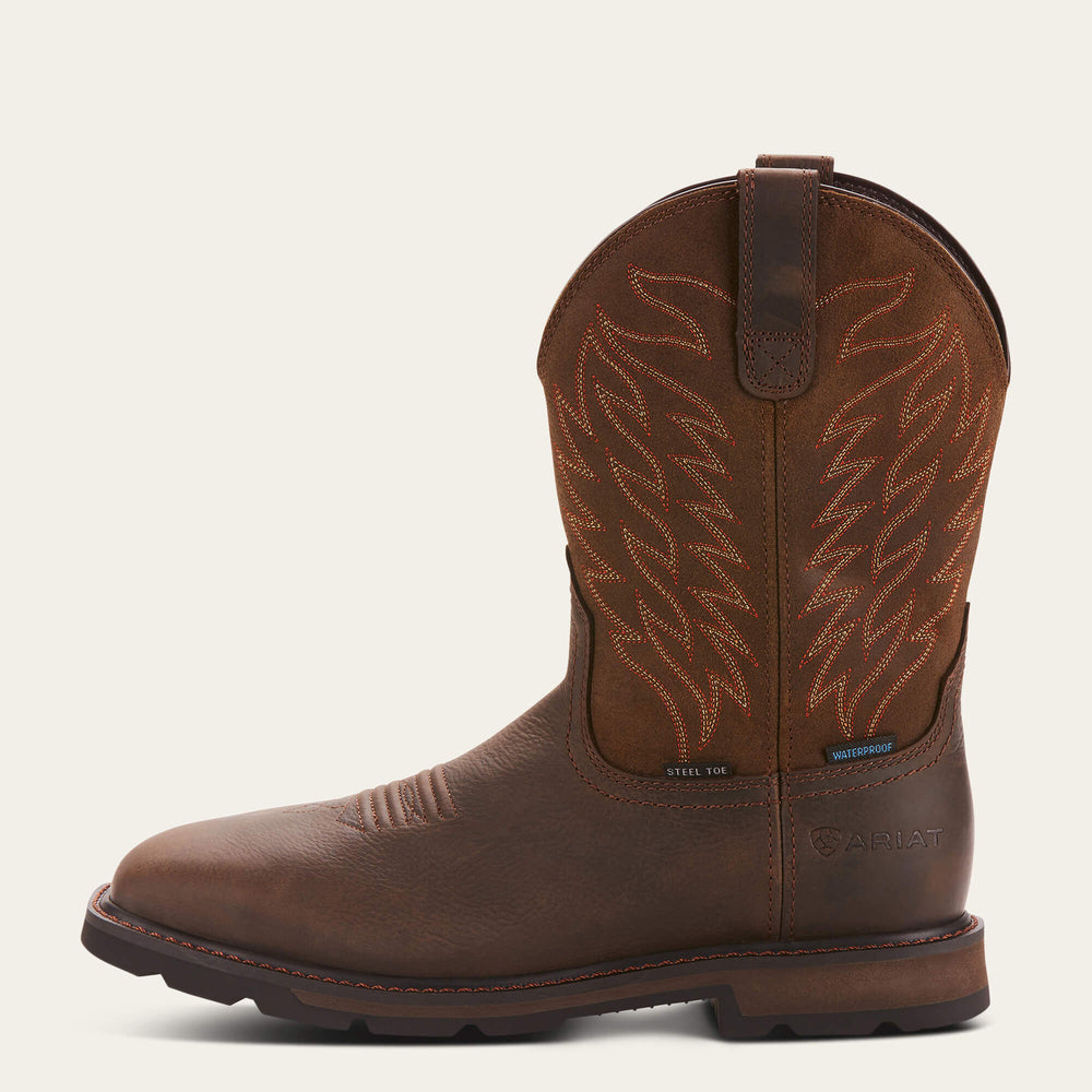 Men Groundbreaker Wide Square Toe Waterproof Steel Toe Work Boot | Ariat