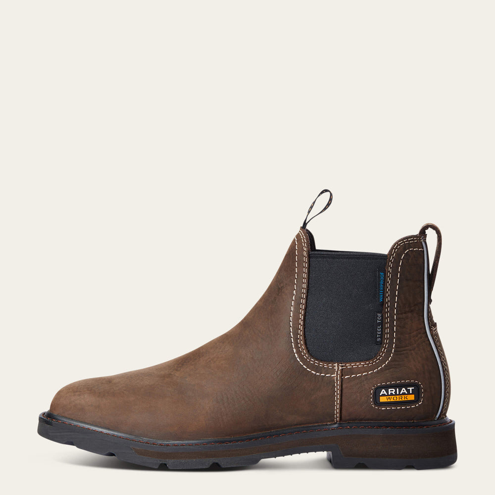 Men Groundbreaker Chelsea Wide Square Toe Waterproof Steel Toe Work Boot | Ariat us