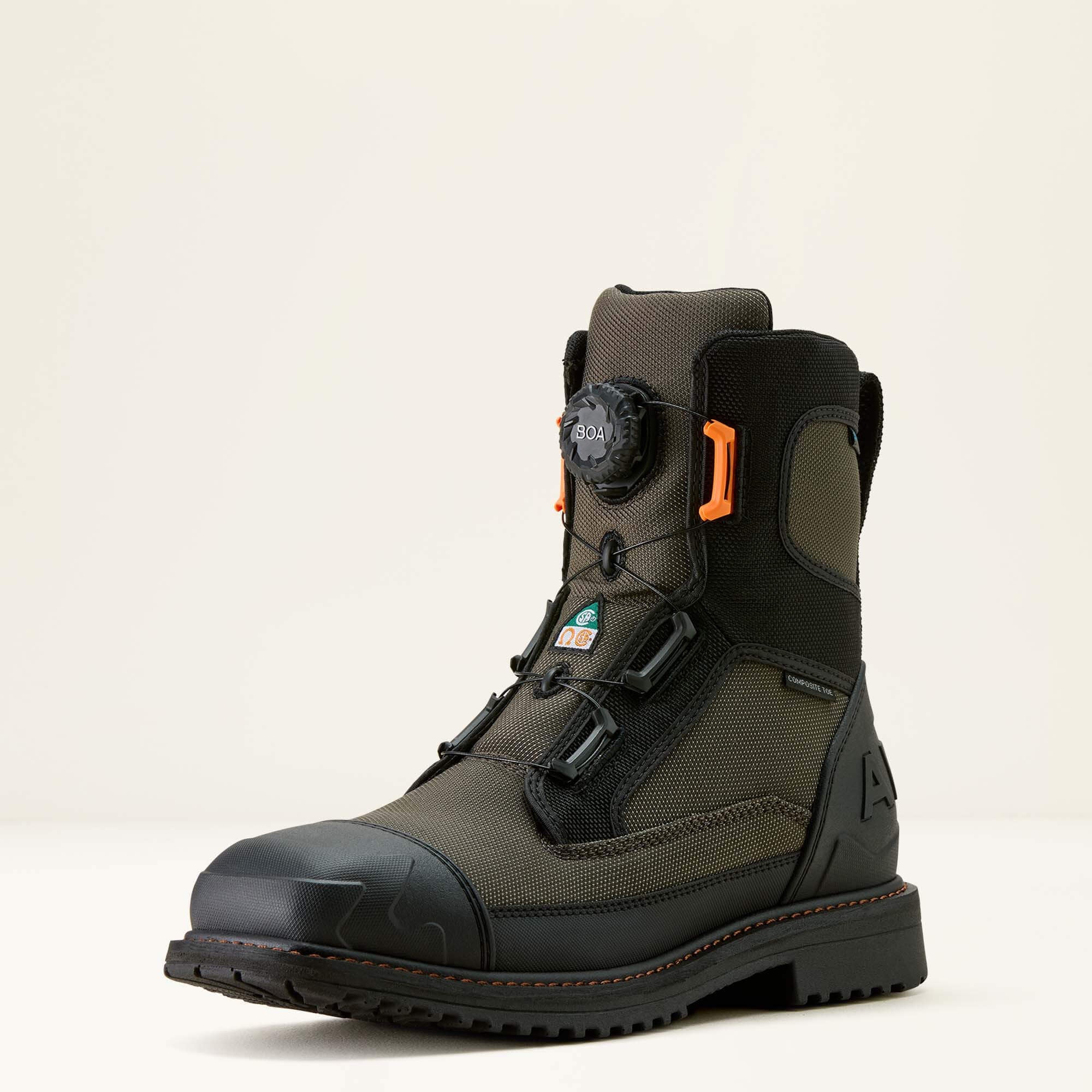 Men RigTEK Wildcat BOA 8" CSA Waterproof Wide Square Toe Composite Toe Work Boot | Ariat