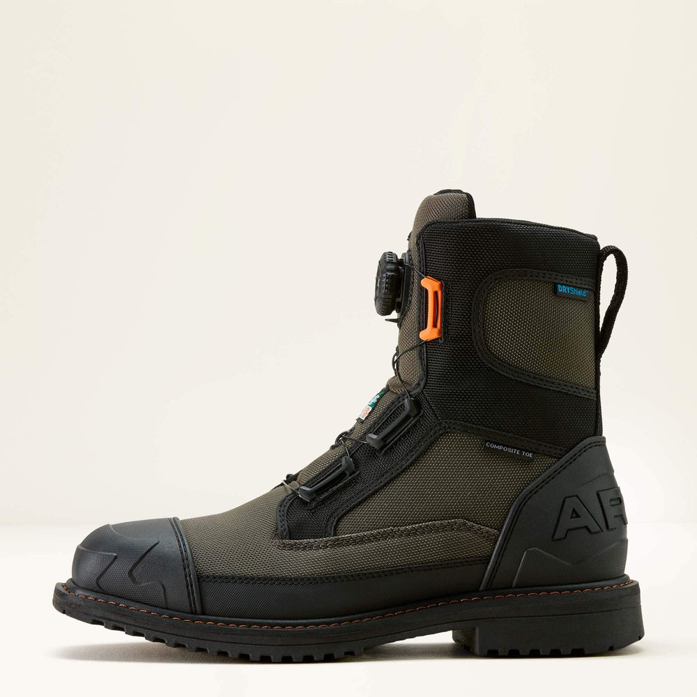 Men RigTEK Wildcat BOA 8" CSA Waterproof Wide Square Toe Composite Toe Work Boot | Ariat