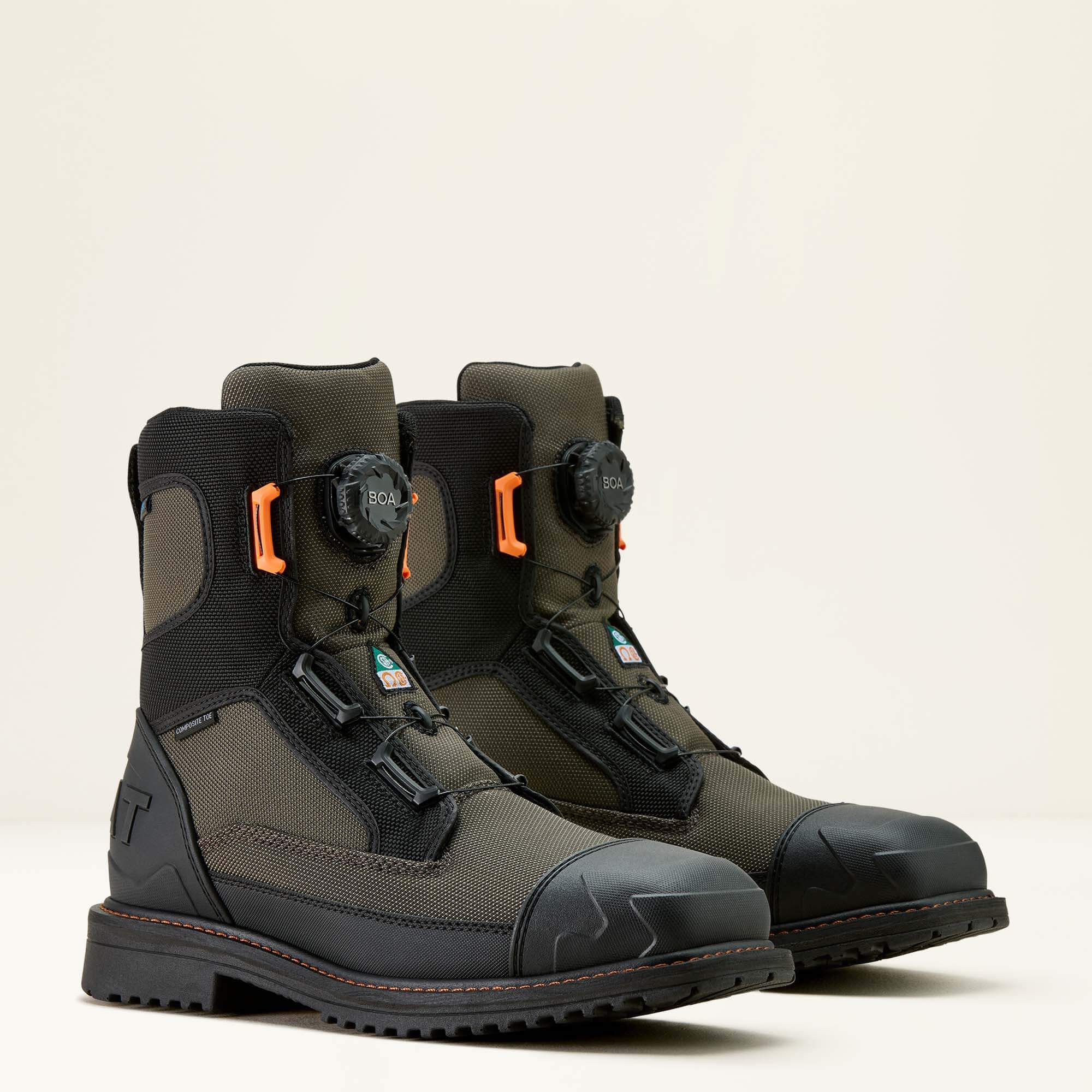 Men RigTEK Wildcat BOA 8" CSA Waterproof Wide Square Toe Composite Toe Work Boot | Ariat