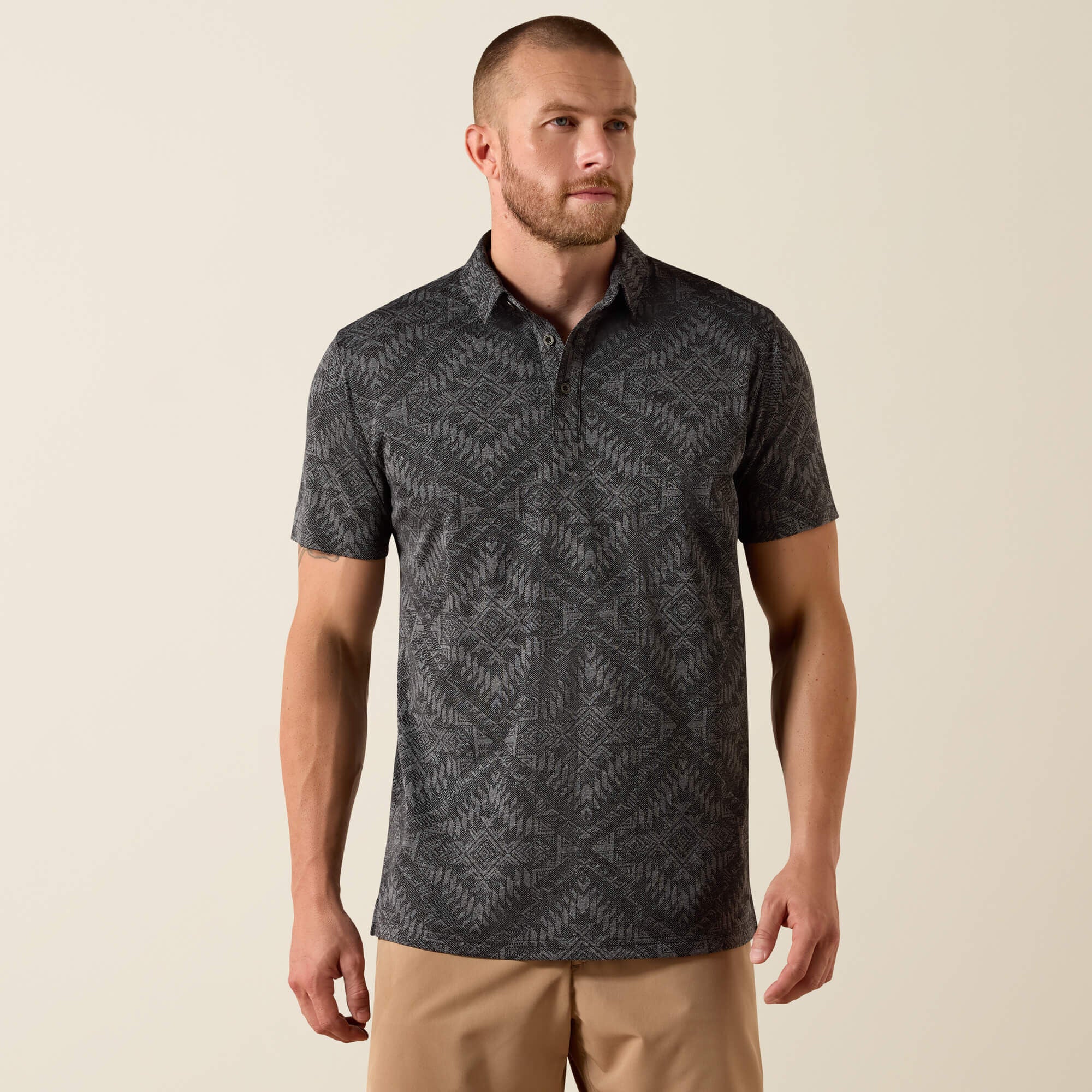 Men Jacquard Printed Fitted Polo | Ariat Online