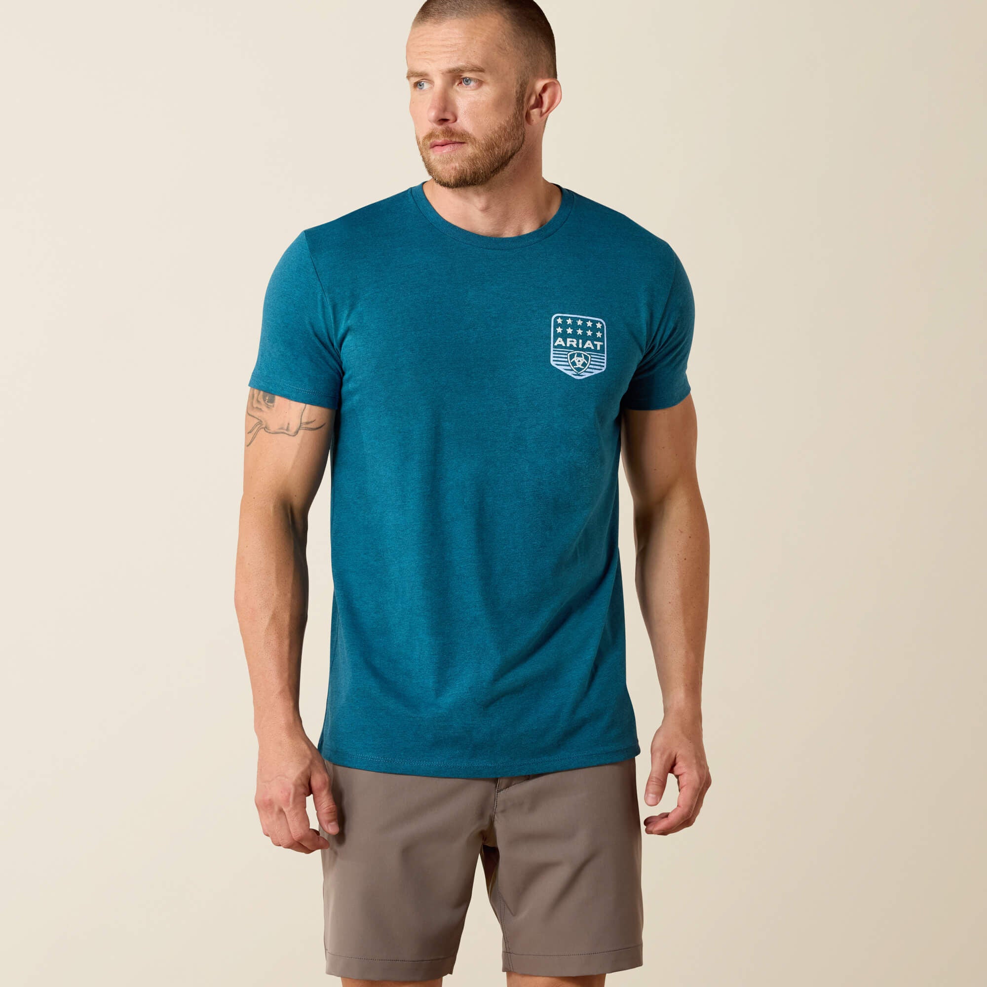 Men Ariat Stripe Patriotic Badge T-Shirt | Ariat Discount