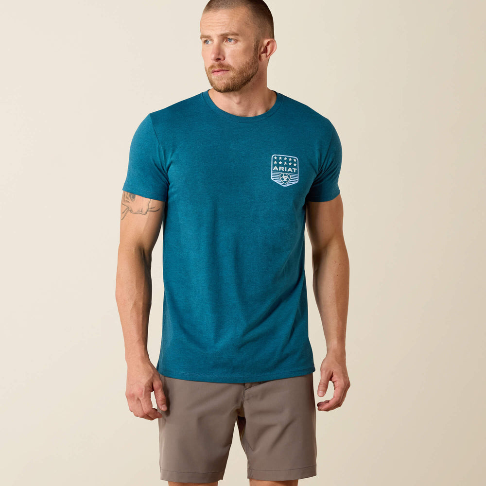 Men Ariat Stripe Patriotic Badge T-Shirt | Ariat Discount