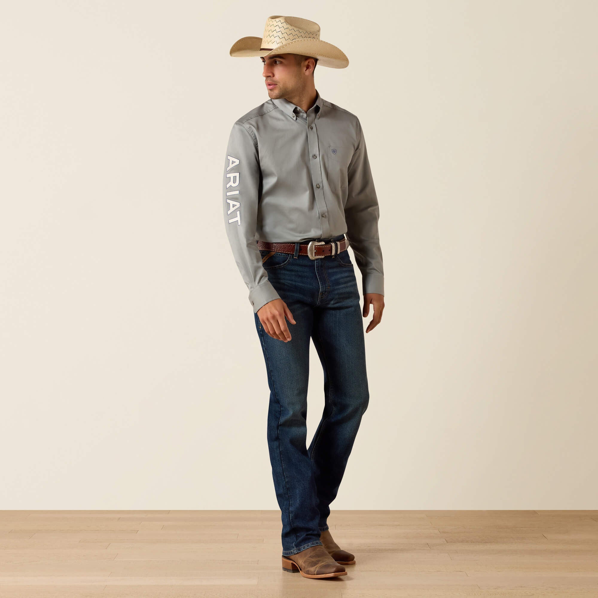Men Team Logo Lightweight Twill Fitted Shirt | Ariat Discount