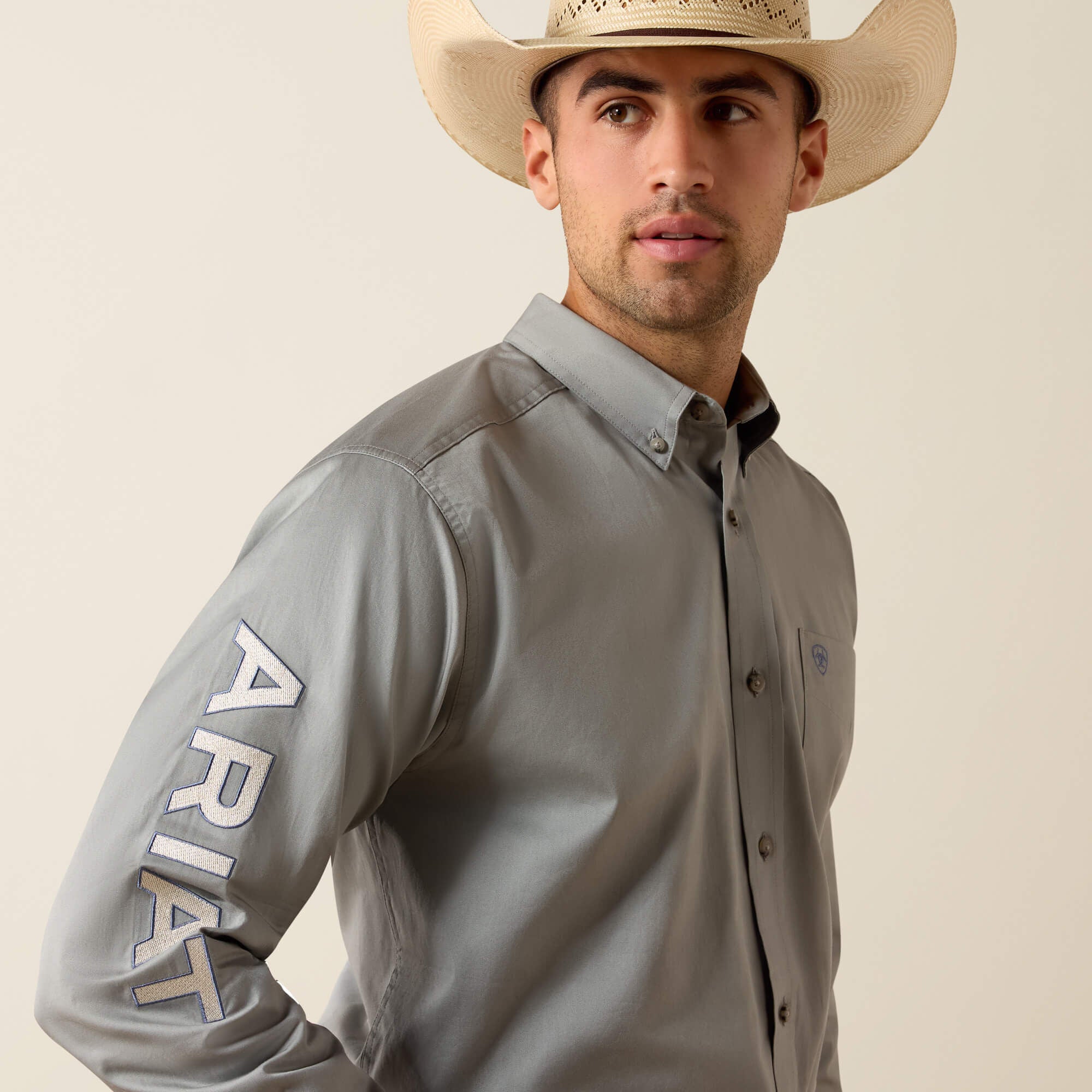 Men Team Logo Lightweight Twill Fitted Shirt | Ariat Discount