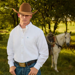 Men Wrinkle Free Solid Classic Fit Shirt | Ariat on sale