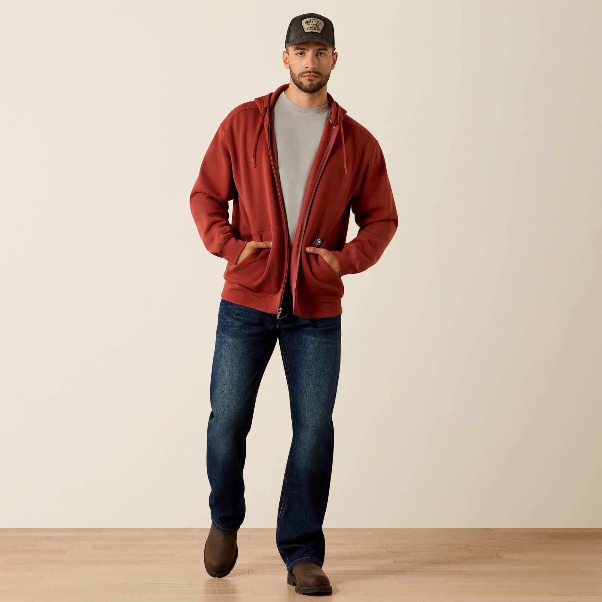 Men Rebar Lightweight Label Full Zip Hoodie | Ariat Online
