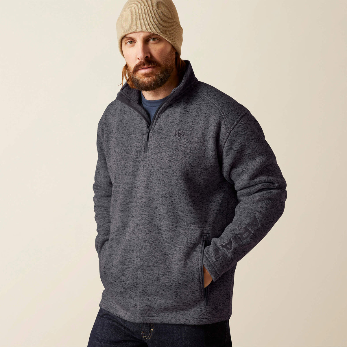 Men Caldwell Logo 1/4 Zip Sweater | Ariat Discount