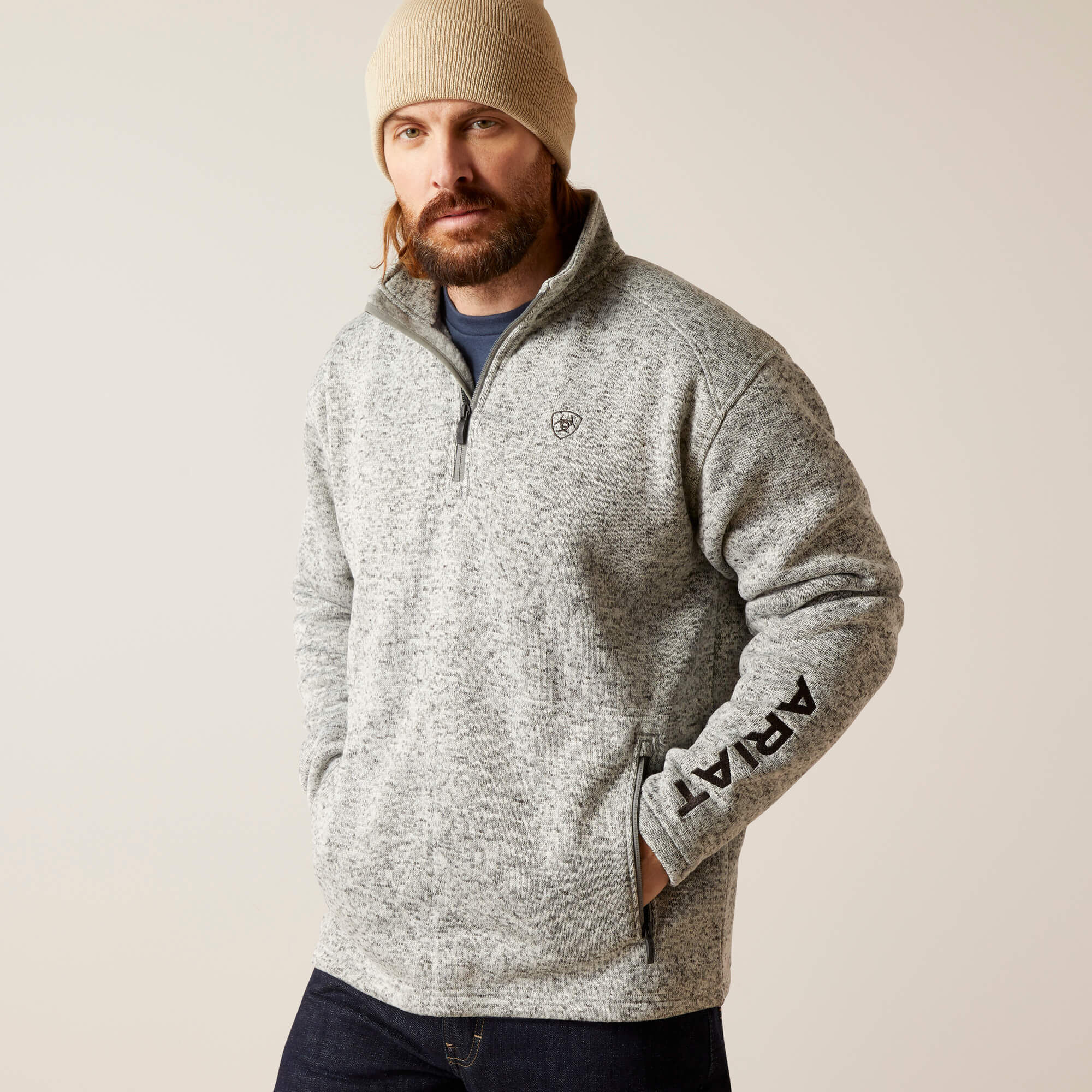 Men Caldwell Logo 1/4 Zip Sweater | Ariat Online