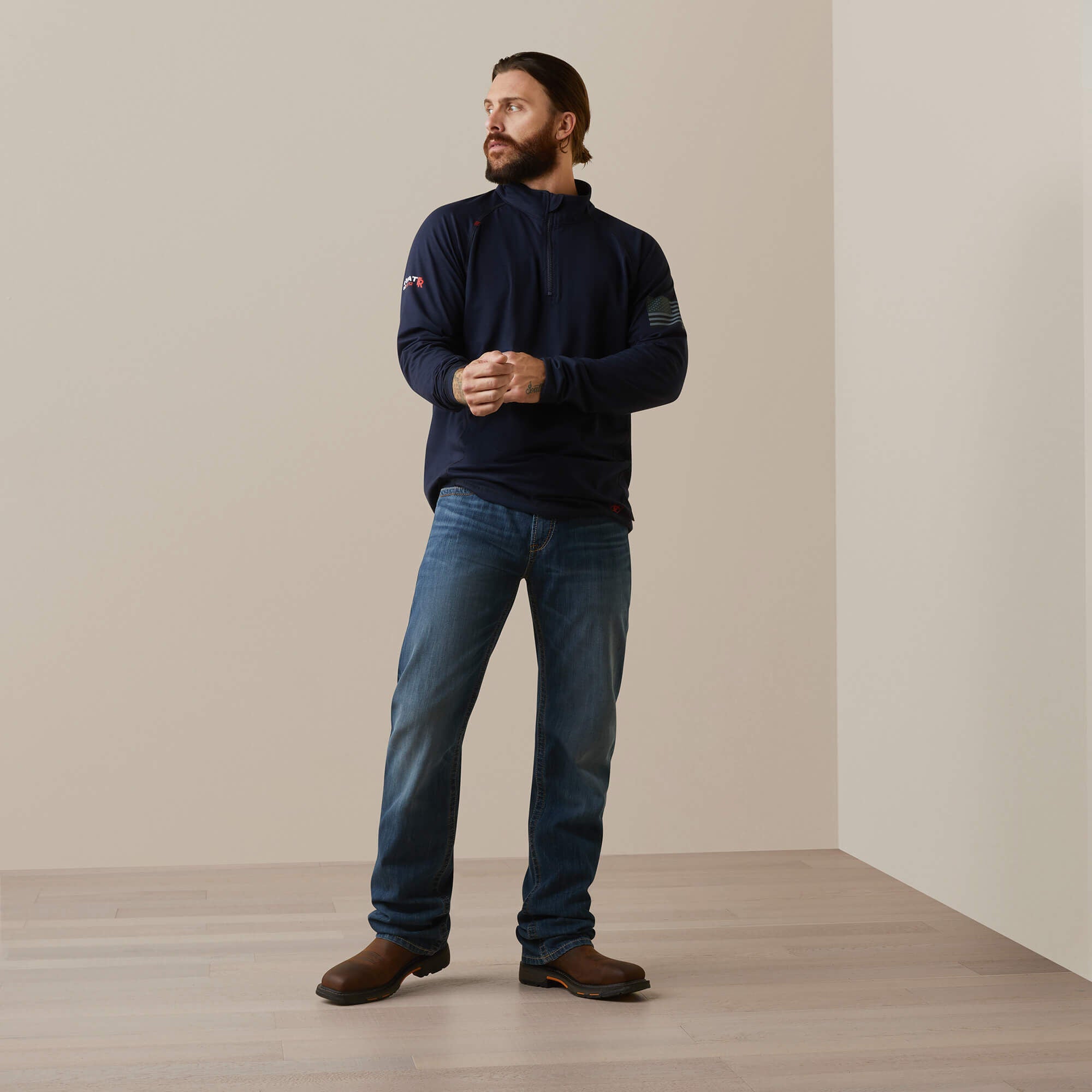 Men FR Combat Stretch Patriot 1/4 Zip Work Shirt | Ariat Discount