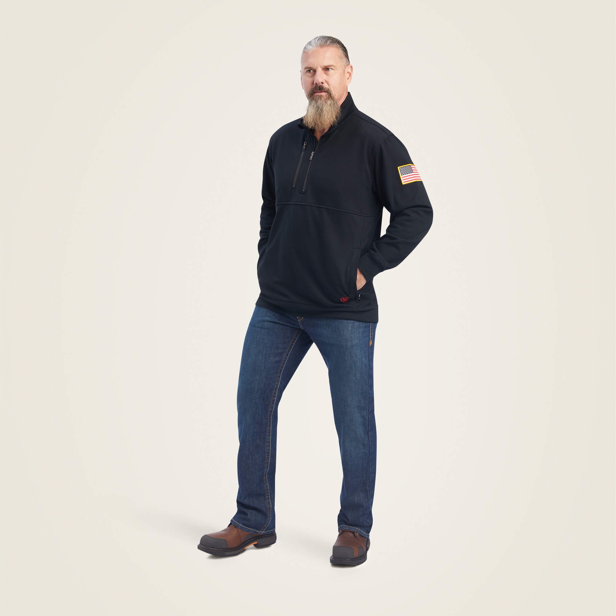 Men FR Durastrech Fleece 1/2 Zip Job Shirt | Ariat on sale