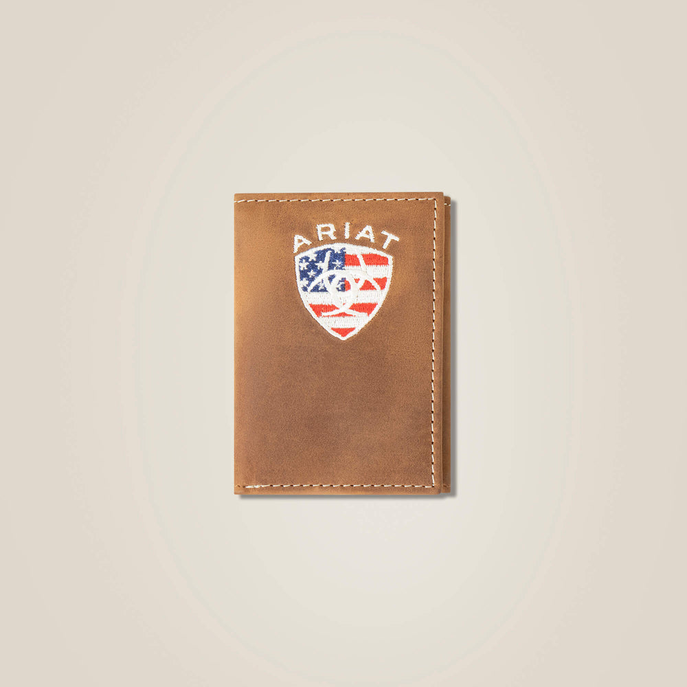 Men Flag Shield Trifold Wallet | Ariat Discount