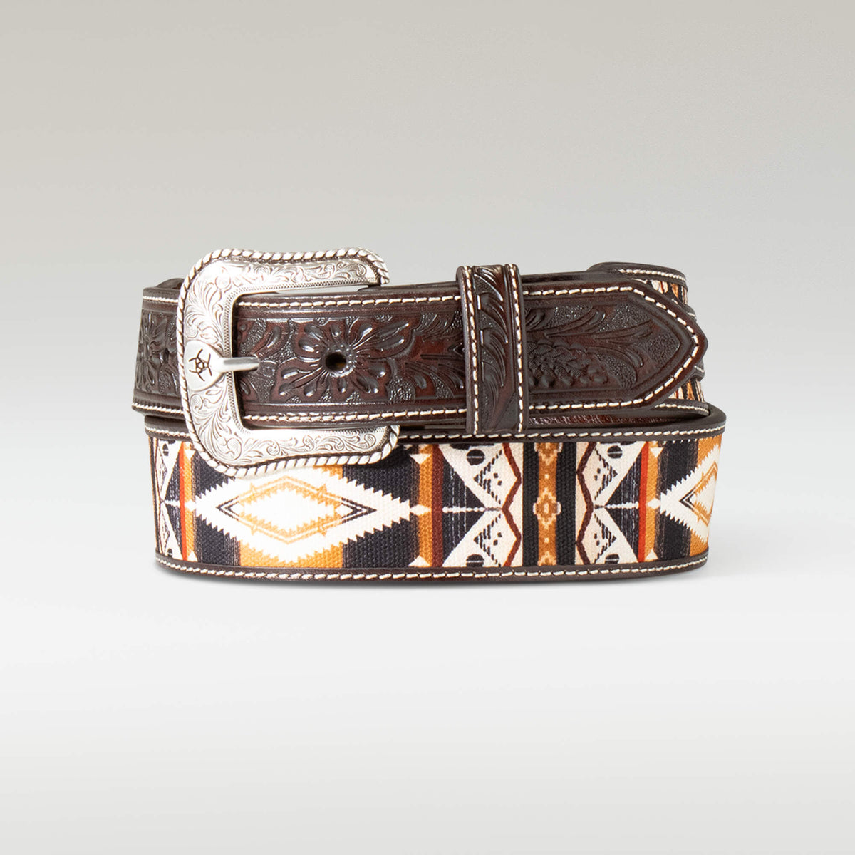 Men Floral Inlay Belt | Ariat for sale
