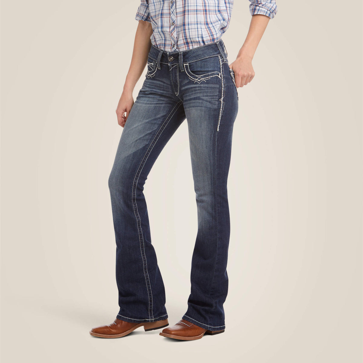 Women|Trends R.E.A.L. Mid Rise Stretch Entwined Boot Cut Jean | Ariat for sale