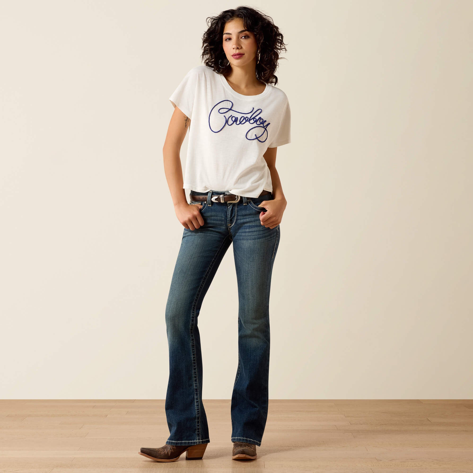 Women|Trends R.E.A.L. Mid Rise Stretch Whipstitch Boot Cut Jean | Ariat us