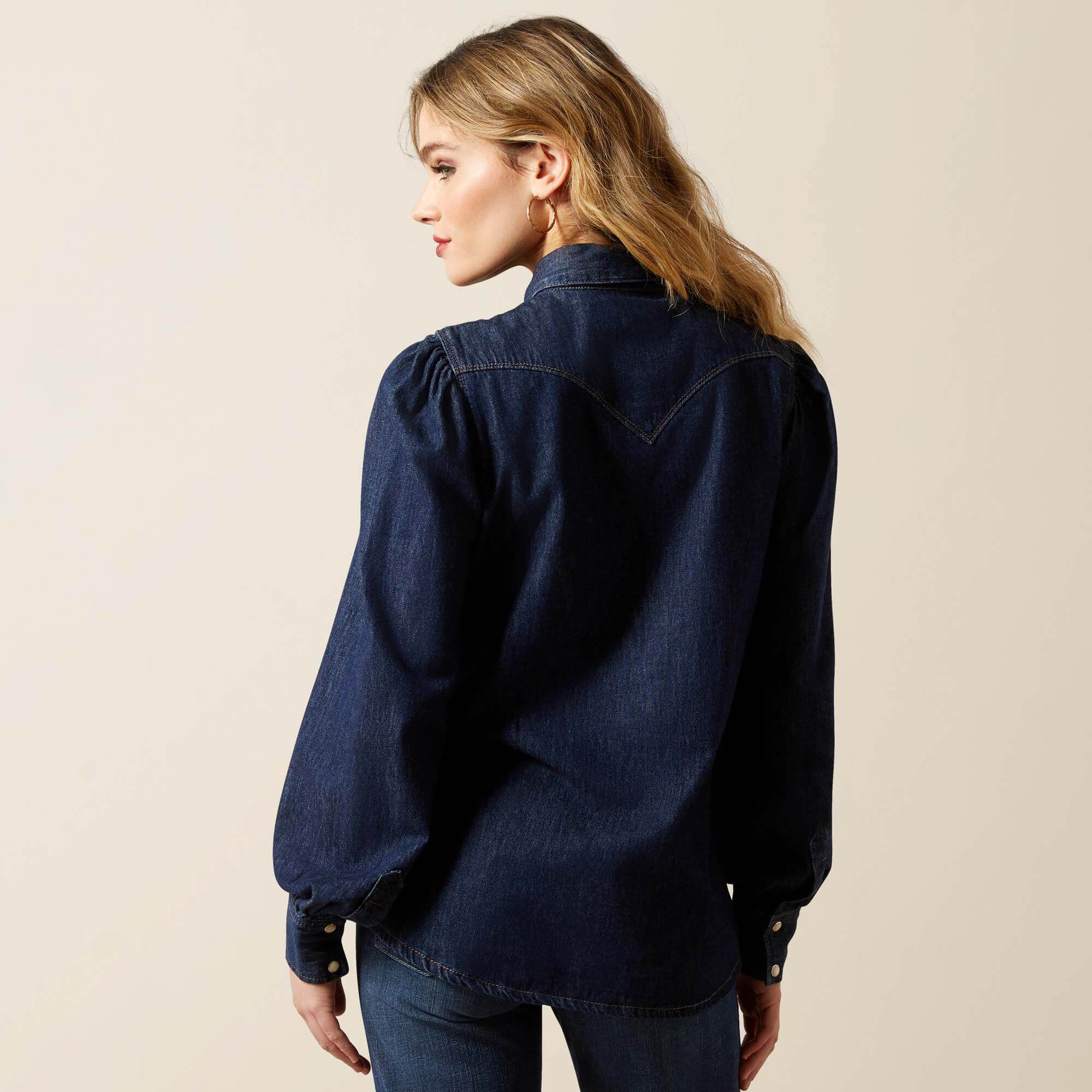 Women|Trends Puff Sleeve Denim Snap Shirt | Ariat on sale