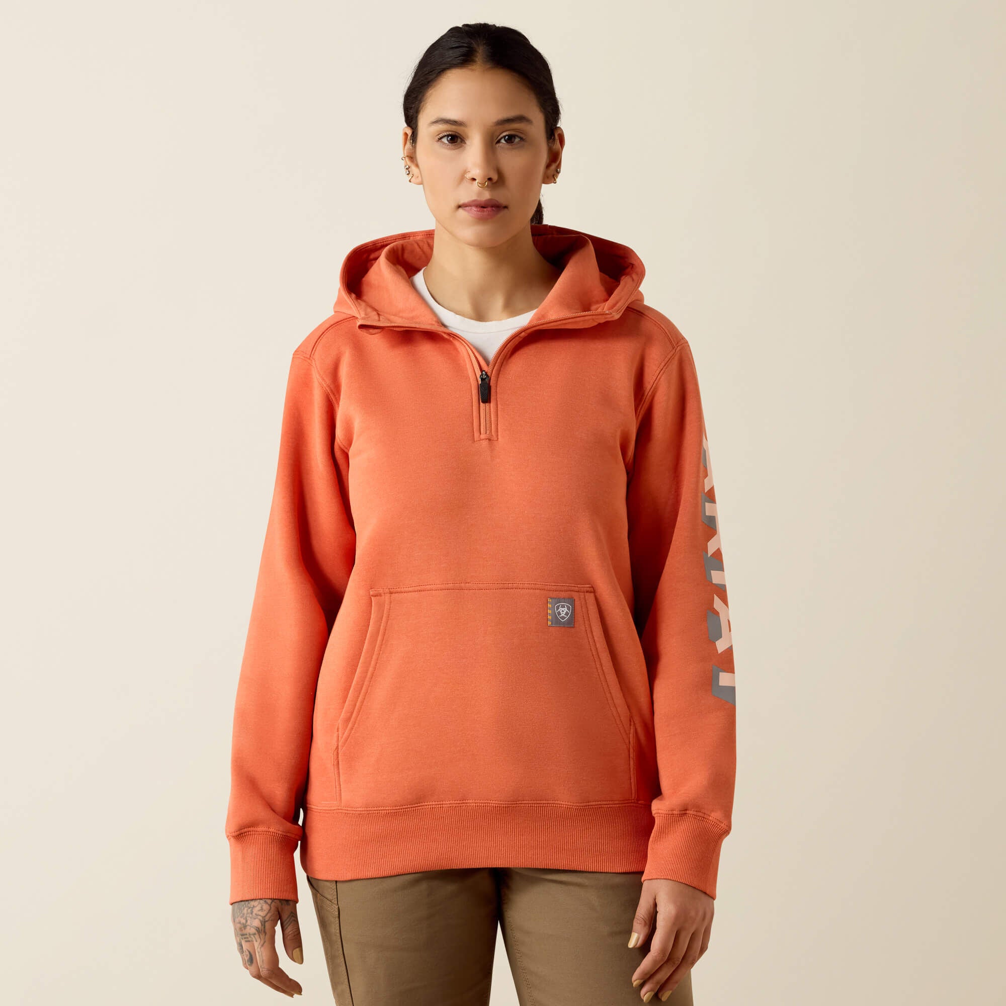 Women Rebar Lightweight Logo 1/2 Zip Hoodie | Ariat