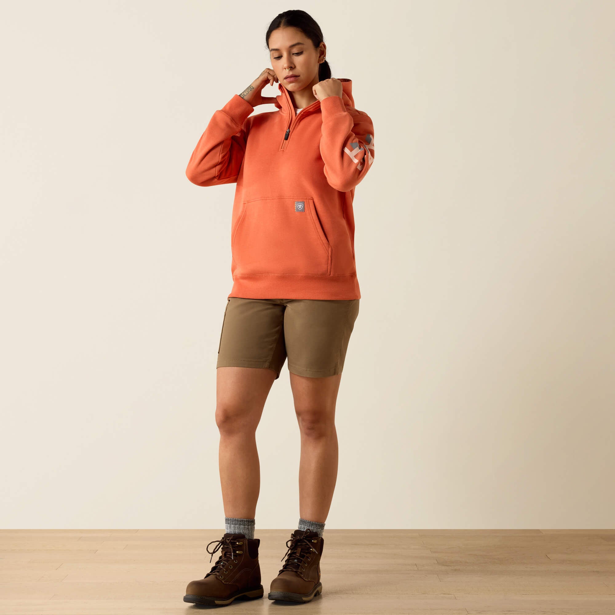 Women Rebar Lightweight Logo 1/2 Zip Hoodie | Ariat