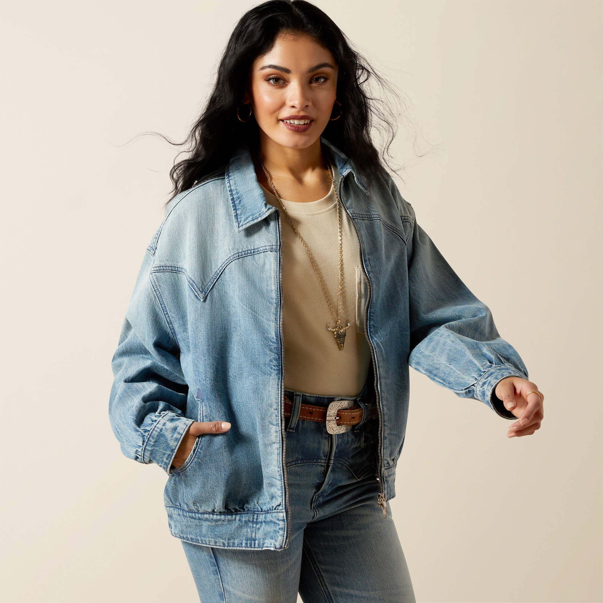 Women|Trends Cheyenne Denim Bomber Jacket | Ariat us
