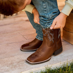 Kids Tombstone Wide Square Toe Western Boot | Ariat for sale