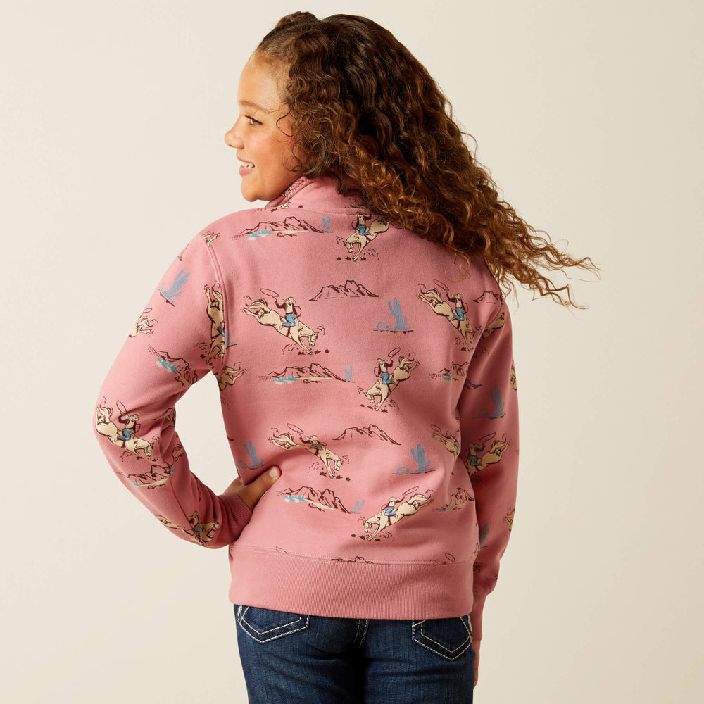 Kids Bronc Scene 1/4 Zip Sweatshirt | Ariat Online