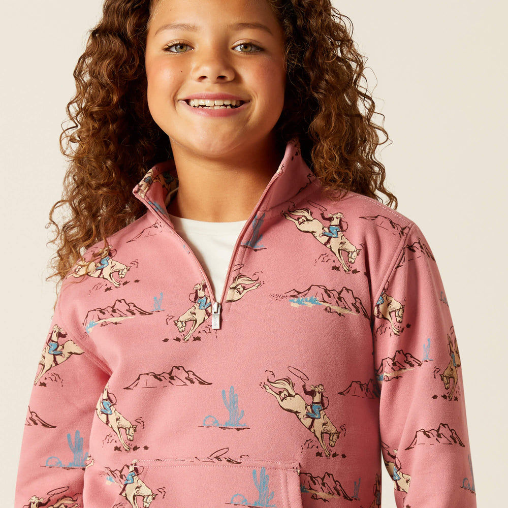 Kids Bronc Scene 1/4 Zip Sweatshirt | Ariat Online
