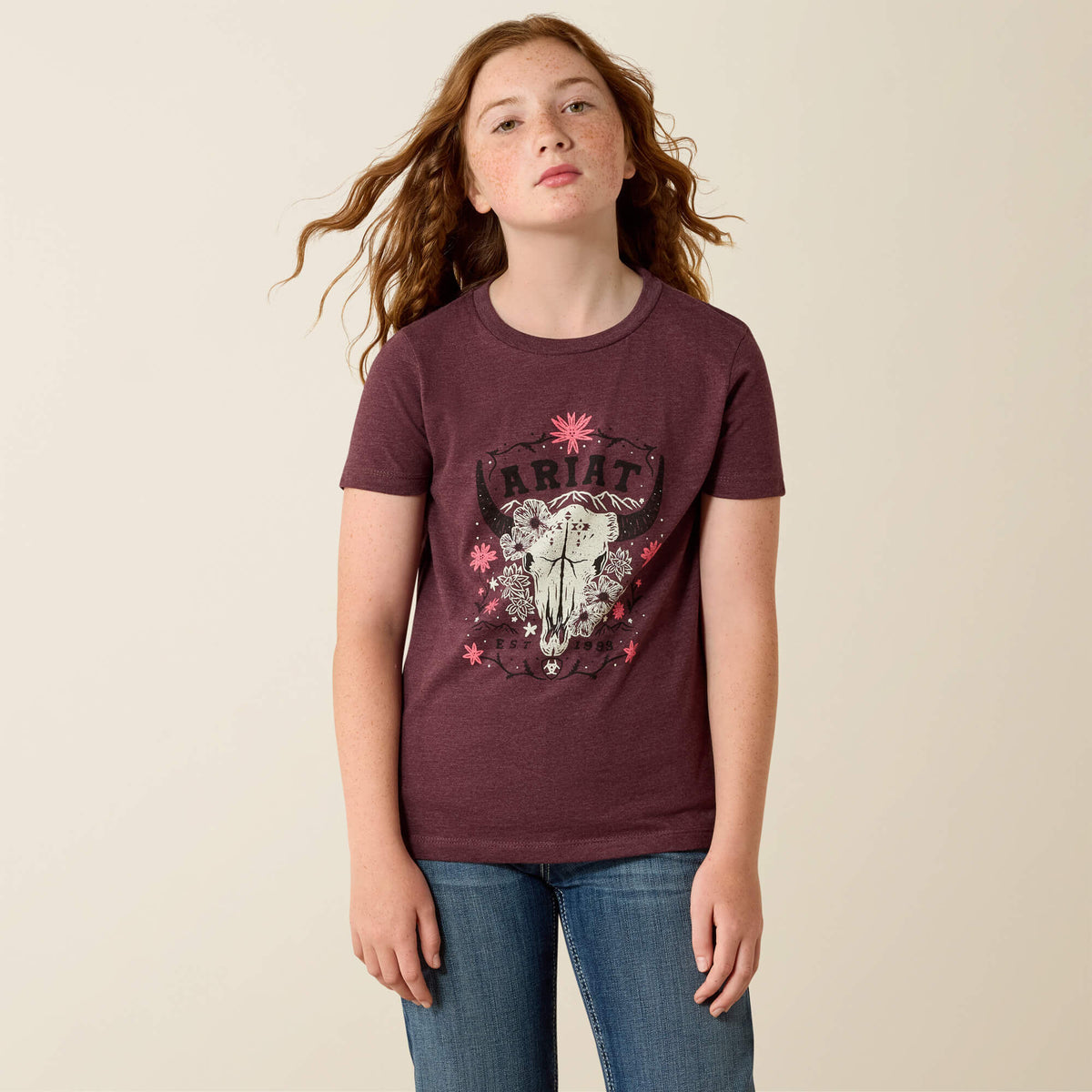 Kids Ariat Skulls Florals T-Shirt | Ariat Outlet