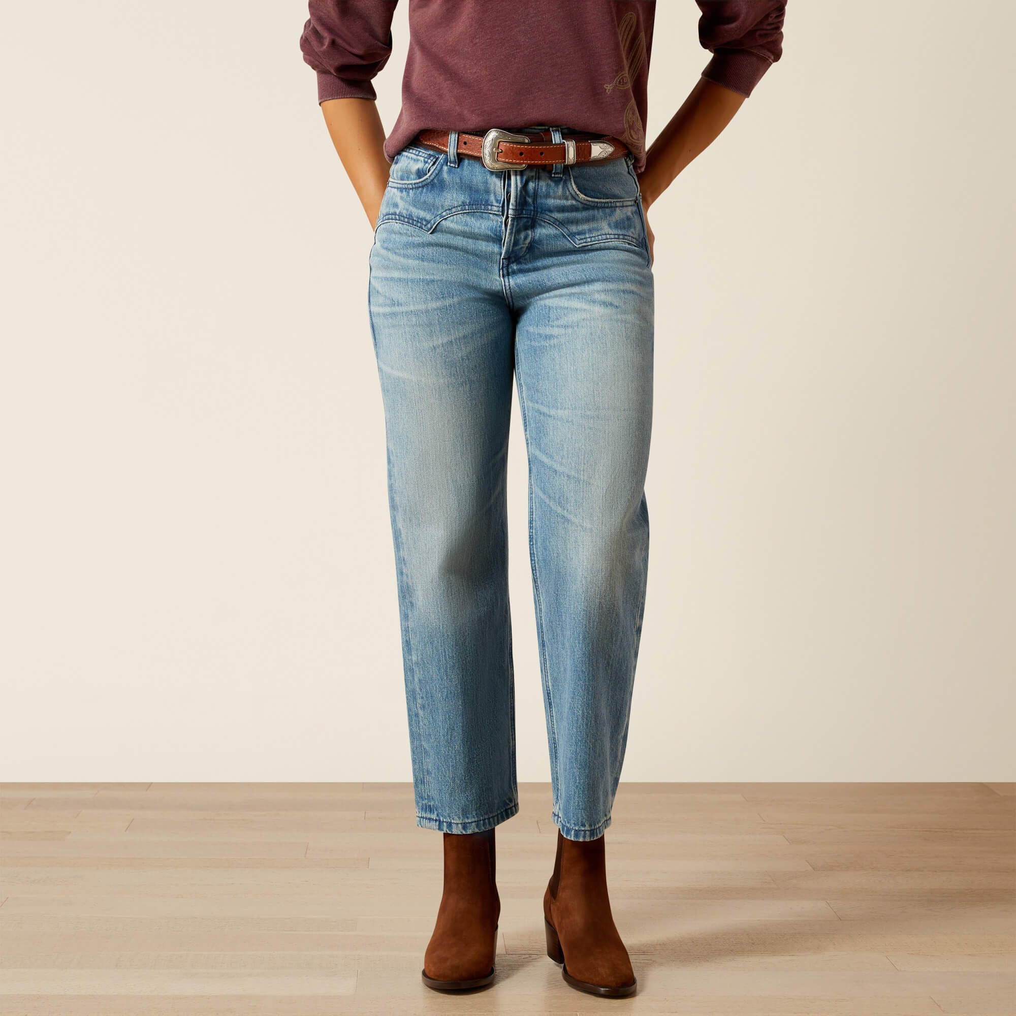 Trends Ultra High Rise Cheyenne Yoke Tomboy Straight Leg Jean | Ariat for sale