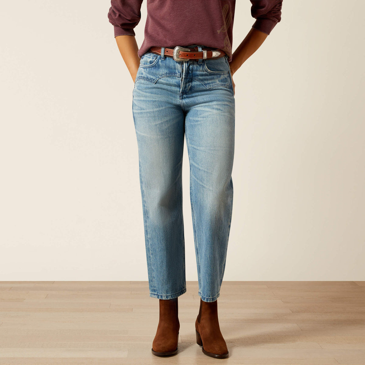 Trends Ultra High Rise Cheyenne Yoke Tomboy Straight Leg Jean | Ariat for sale